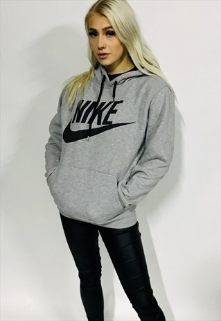 Download vintage NIKE hoodie sweater jumper grey oversized M 90s ...