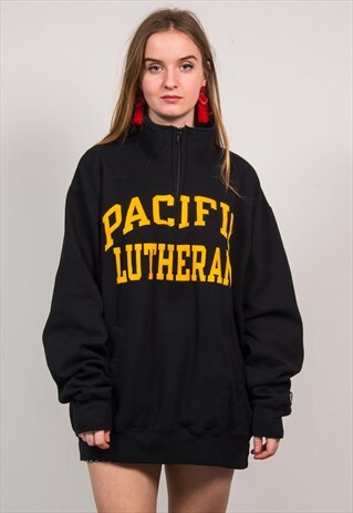 CHAMPION 90'S PACIFIC LUTHERAN QUARTER ZIP SWEATSHIRT