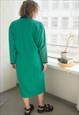 VINTAGE 70'S AUTHENTIC GREEN WRAP STYLE LOUISE FERAUD DRESS