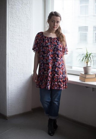 VINTAGE 90'S MINI MULTICOLOR FLOWER PRINT DRESS