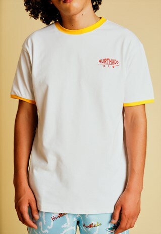 HANDMADE SHORT SLEEVED PIQUE JERSEY T-SHIRT IN WHITE