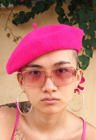 HOT PINK WOOL BERET