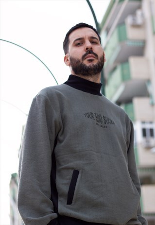 HANDMADE FLEECE IN MOSS GREEN WITH MOCKNECK