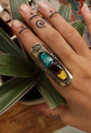 ADJUSTABLE TEAL OMBRE GLASS RING