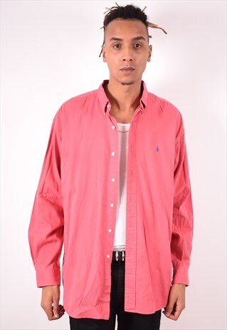 RALPH LAUREN MENS VINTAGE DENIM SHIRT XL RED 90S