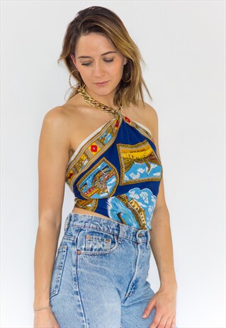 VINTAGE 90'S GOLD CHAIN HALTER TOP