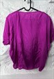 80S BRIGHT PINK LOOSE BUTTON DOWN TOP / BLOUSE - M
