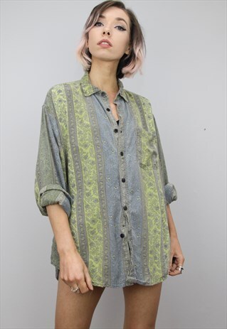 VINTAGE 80S/90S OVERSIZED PATTERNED SHIRT