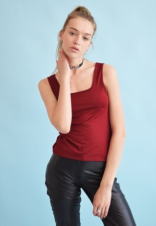 90'S RETRO GRUNGE BURGUNDY TEEN PARTY TOP