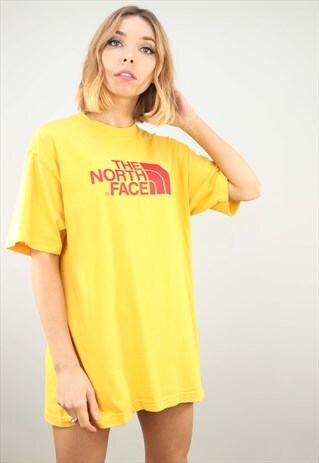 VINTAGE OVERSIZED YELLOW THE NORTH FACE T-SHIRT