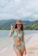 TRIANGLE BIKINI BOTTOM WITH DOUBLE KNOTS IN AQUA
