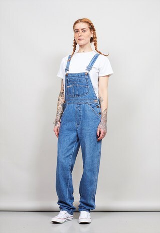 VINTAGE 90'S LONDON LONDON MID-WASH STRAIGHT LEG DUNGAREES