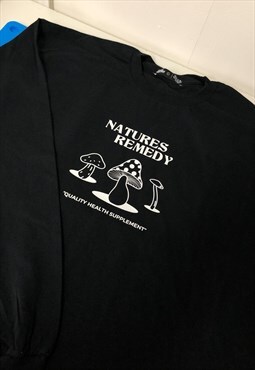 Oversized Longsleeve in Black with Remedy Graphic