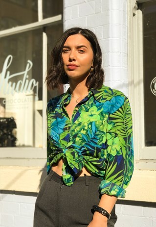 VINTAGE GREEN 90S HAWAIIAN BLOUSE