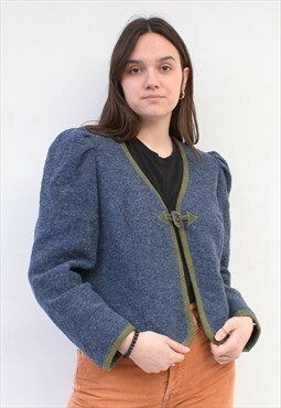Vintage ALPHORN Women's L Wool Jacket Trachten Cardigan