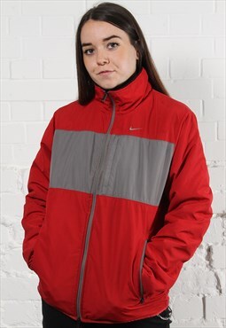 Vintage Nike Coat in Red with Swoosh Tick Logo Small