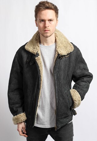 VINTAGE LEATHER FLEECE SHERPA JACKET