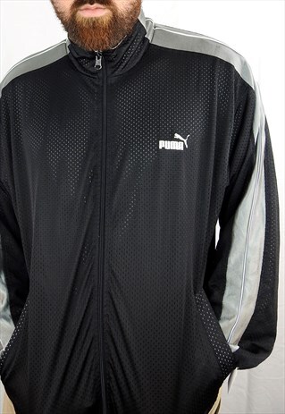 VINTAGE BRIGHT BLACK PUMA TRACK JACKET