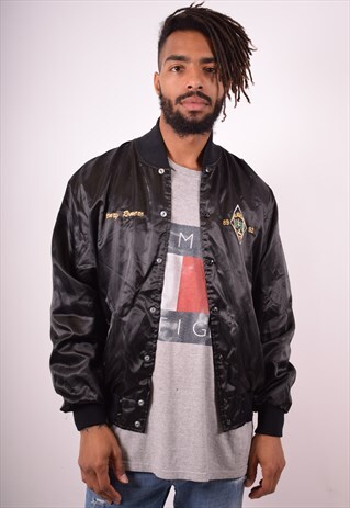 MENS VINTAGE BOMBER JACKET LARGE BLACK 90S