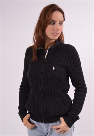 VINTAGE RALPH LAUREN CARDIGAN SWEATER BLACK