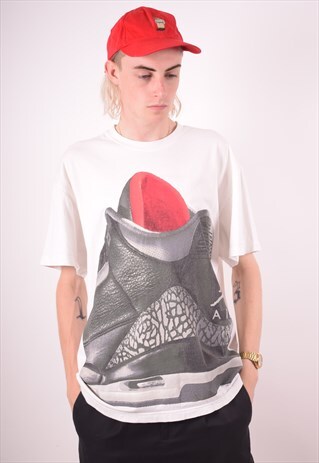 AIR JORDAN MENS VINTAGE T-SHIRT TOP LARGE WHITE 90S