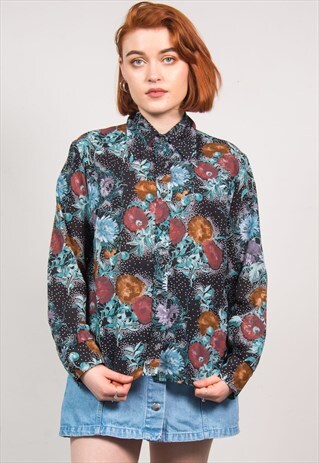 VINTAGE 70'S MULTICOLOUR FLORAL PATTERN SHIRT