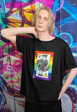 Gay King T-shirt LGBT rainbow heart tee Pride top in white
