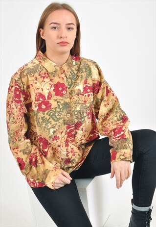 VINTAGE LINEN SHIRT IN FLOWER PRINT