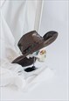 VINTAGE 70S WESTERN COWBOY HAT IN BROWN FAUX LEATHER S