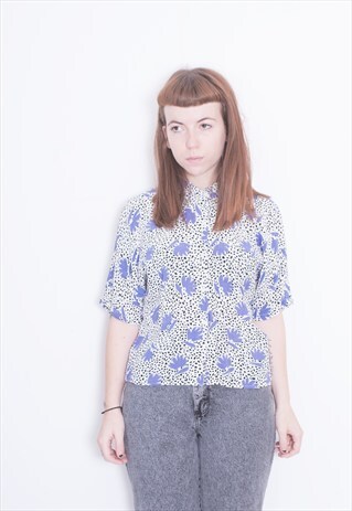 VINTAGE 80'S CROPPED PRINT BLOUSE