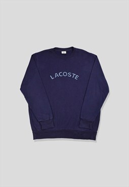 Vintage 90s Lacoste Embroidered Logo Sweatshirt in Navy Blue