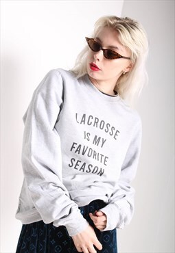 Vintage Lacrosse Graphic 90's Sweatshirt Grey
