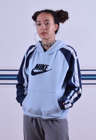 NAVY AND BABY BLUE EMBROIDERED HOODIE