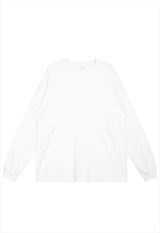 KALODIS PURE WHITE LOOSE ROUND NECK COTTON SWEATSHIRT