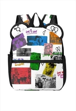 Gay bag LGBT backpack pride festival graffiti rucksack white