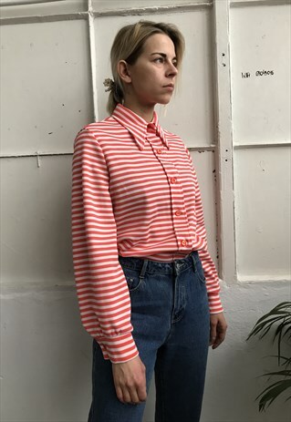 VINTAGE 70' BEAUTIFUL AMAZING STRIPED UNISEX ORANGE SHIRT