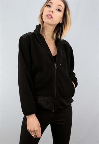 VINTAGE RETRO REEBOK ZIP UP FLEECE BLACK