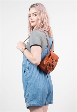 90'S TAN BROWN LEATHER MINI RUCKSACK
