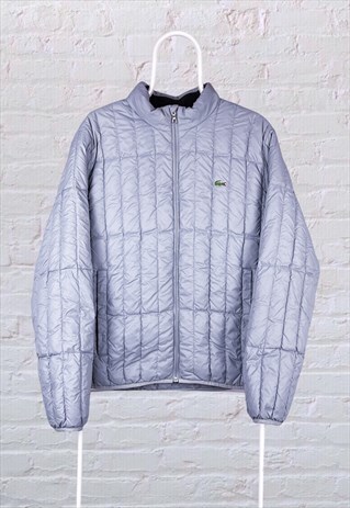 VINTAGE LACOSTE PUFFER JACKET GREY MEDIUM