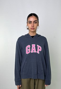 Grey 90s GAP Embroidered Hoodie Sweatshirt