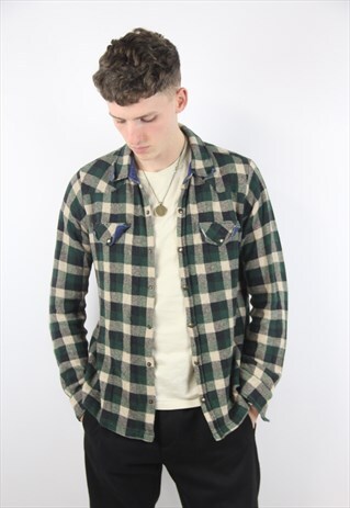 VINTAGE ZARA GREEN THICK CHECK SHIRT
