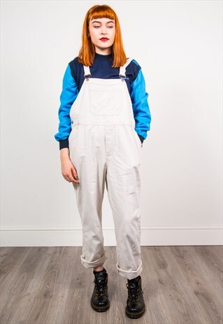 VINTAGE 90'S CREAM OVERALL STYLE DUNGAREES