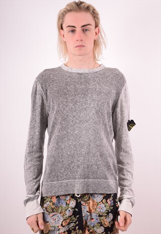 STONE ISLAND MENS VINTAGE JUMPER SWEATER MEDIUM GREY 90S