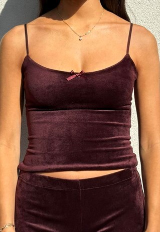 VELOUR CAMI IN WINE