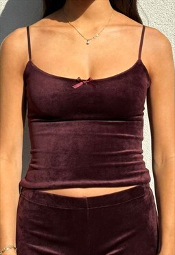 Velour Cami in Wine