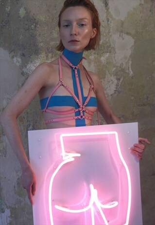 PINK LEATHER HARNESS TOP