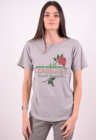 CHAMPION WOMENS VINTAGE CHURCHILL DOWNS T-SHIRT LARGE 90'S