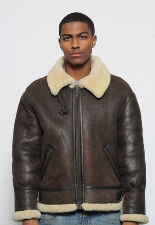 VINTAGE CHEVIGNON SHEARLING AVIATOR JACKET BROWN