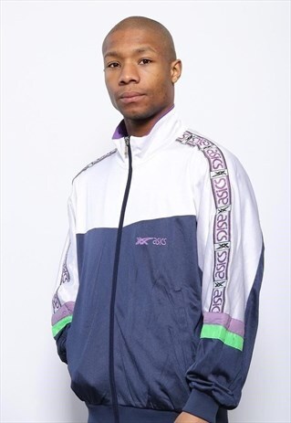 VINTAGE ASICS WHITE TAPE LOGO JACKET