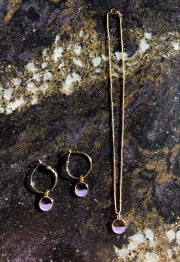 Lilac Hoop Earrings & Necklace Set